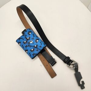 Michael Kors belt bag blue floral black leather saffiano wallet comfort new $185